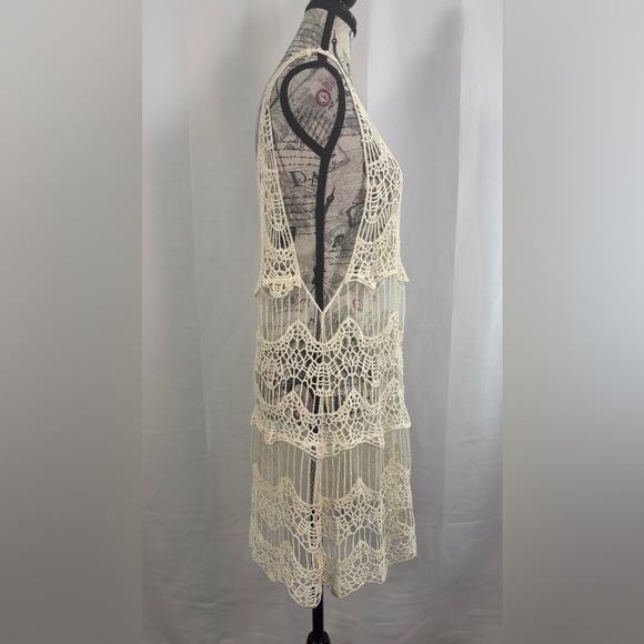 Lady Noiz Beige Crochet Lace Tunic/dress Size M - Picture 3 of 9